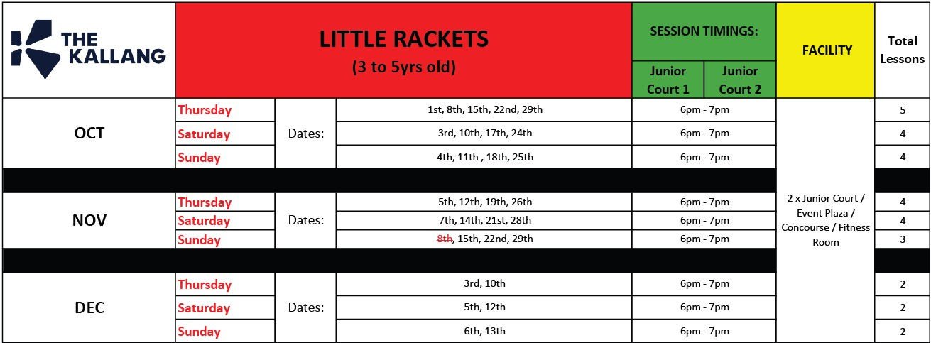 Little Rackets Schedule